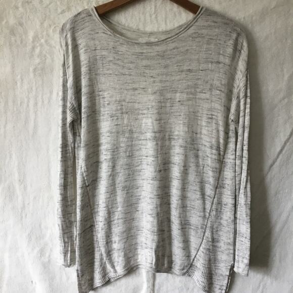 Lou & Grey Tops - Lou & Grey Light Gray Ribside Boatneck Sweater Top